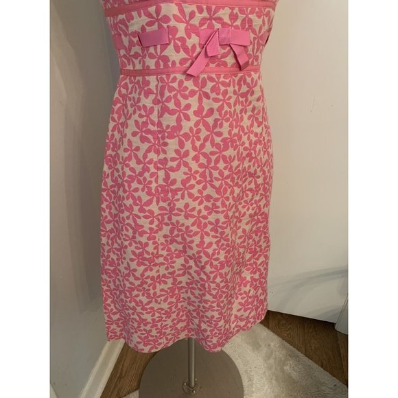 Maggy London Pink Floral Dress Fit & Flare 6 sleeveless Cocktail Easter V Neck - Picture 9 of 12